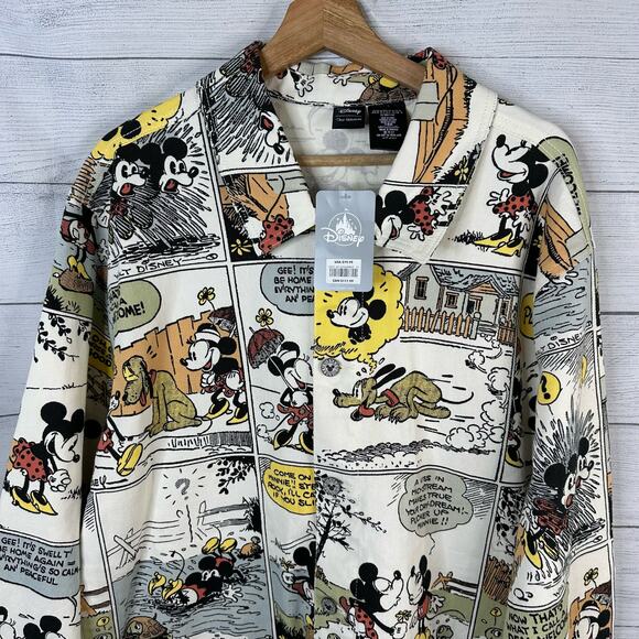 Disney Parks Vintage Mickey Comic Adult size XL Oversized Denim Jean Jacket NEW - Picture 4 of 15